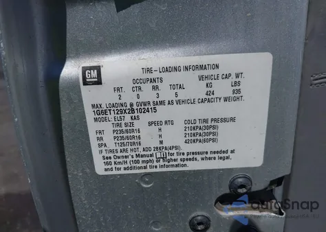 2002 Cadillac Eldorado Etc z USA, uszkodzony, nr VIN 1G6ET129X2B102415